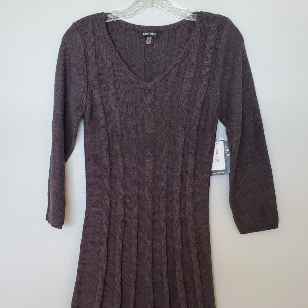 NEW NINE WEST CHARCOAL GRAY KNIT DRESS SZ M - Picture 6 of 8